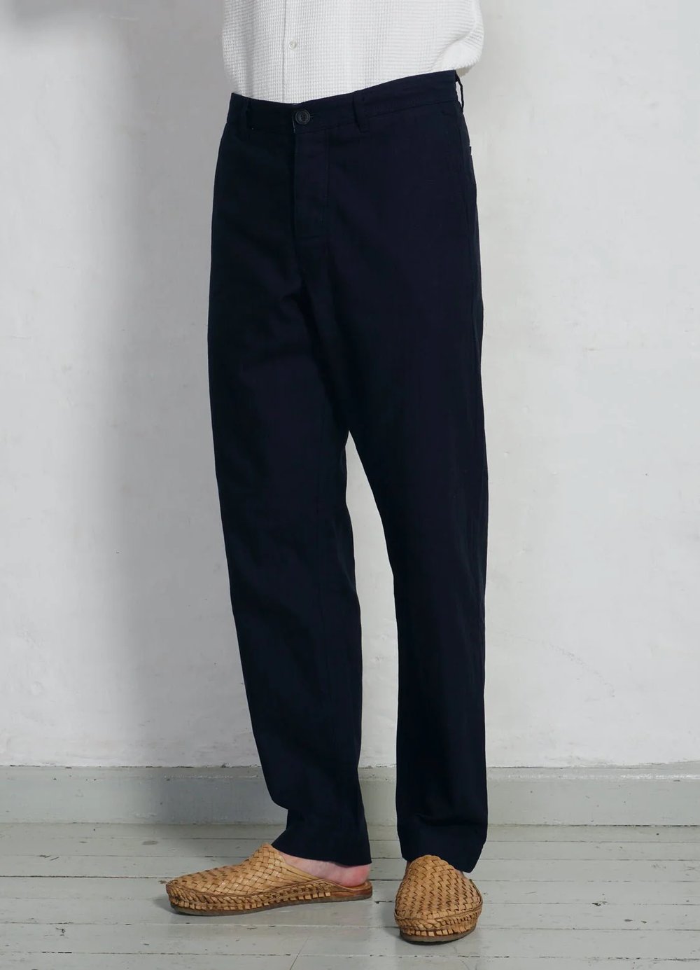 Hansen Garments KEN | Wide Cut Trousers | indigo herringbone