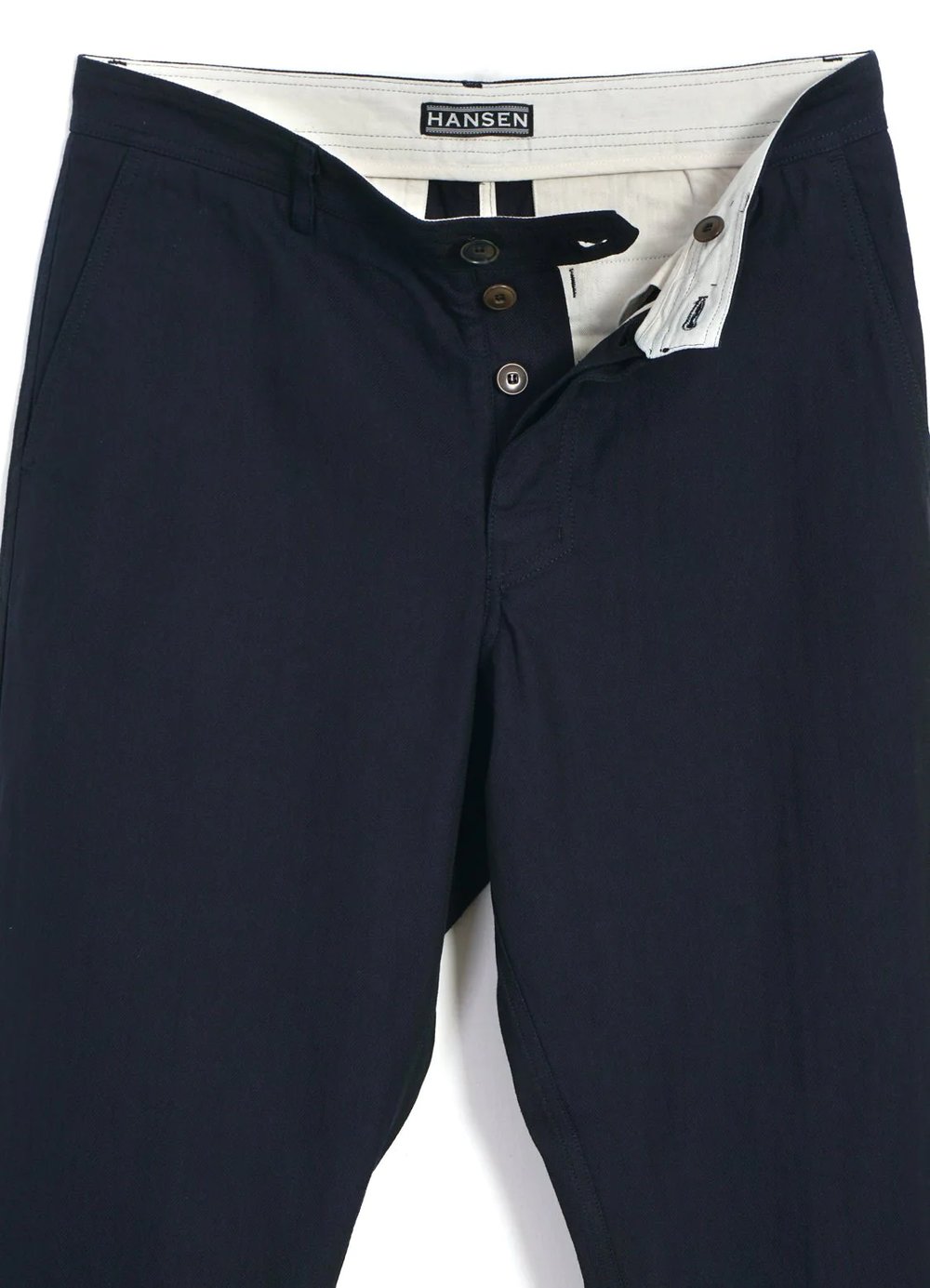 Hansen Garments KEN | Wide Cut Trousers | indigo herringbone