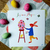 Carte Lièvre de Pâques peintre