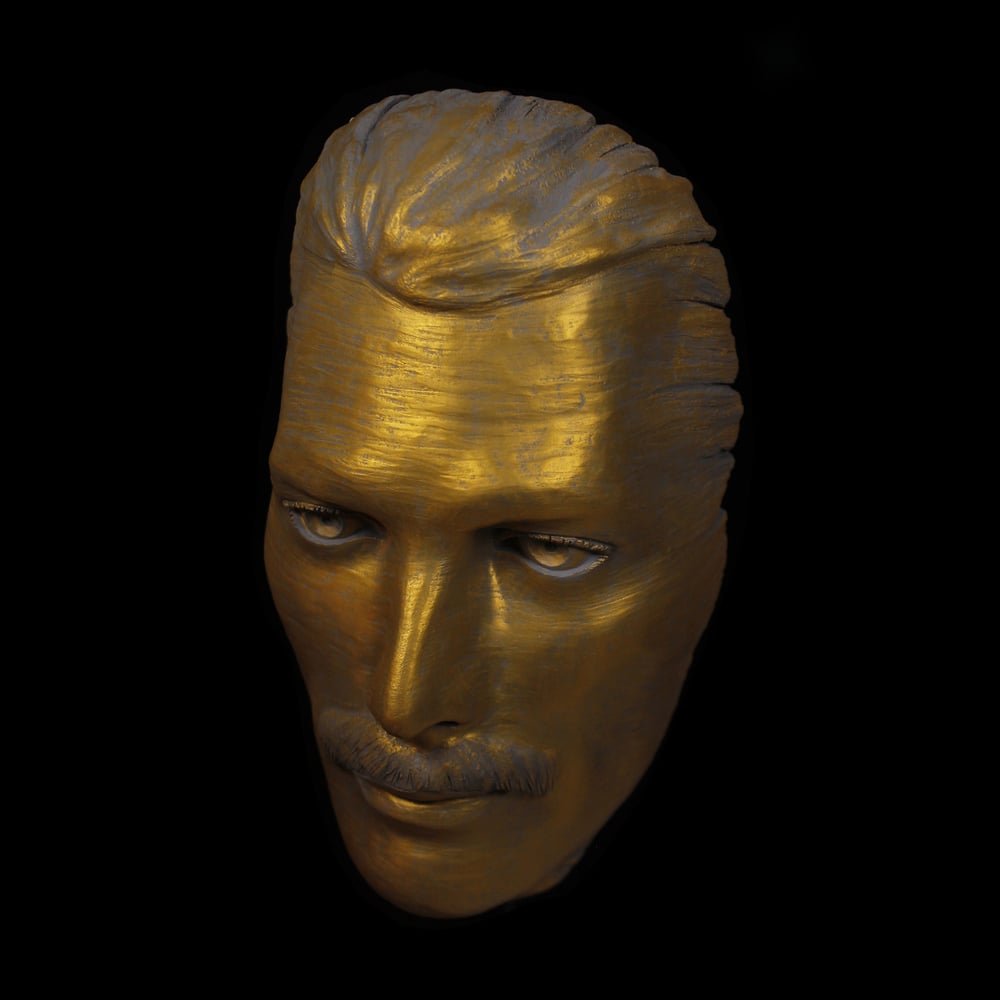 Freddie Mercury Golden Clay Mask Sculpture