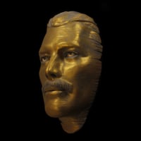Image 1 of Freddie Mercury Golden Clay Mask Sculpture