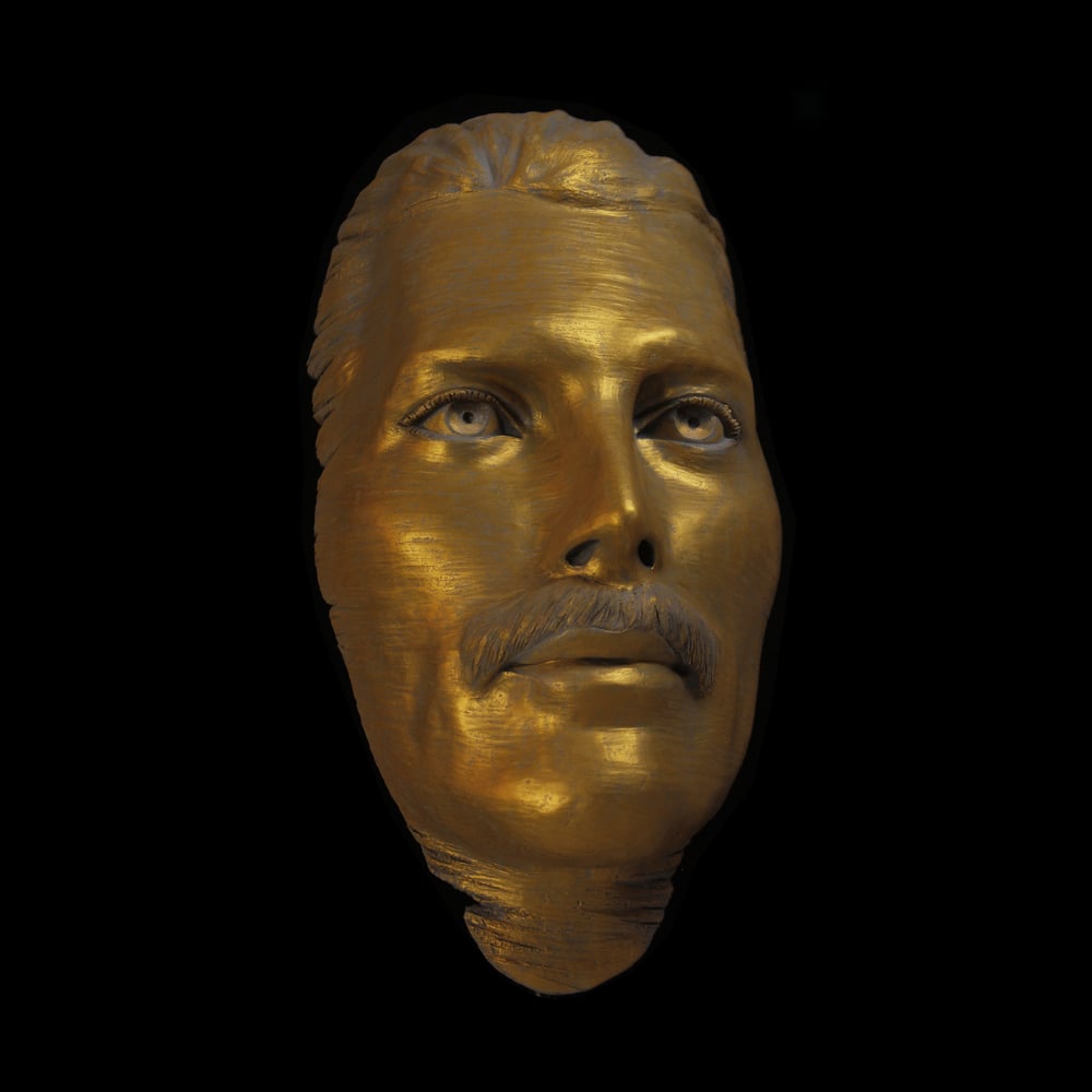 Freddie Mercury Golden Clay Mask Sculpture