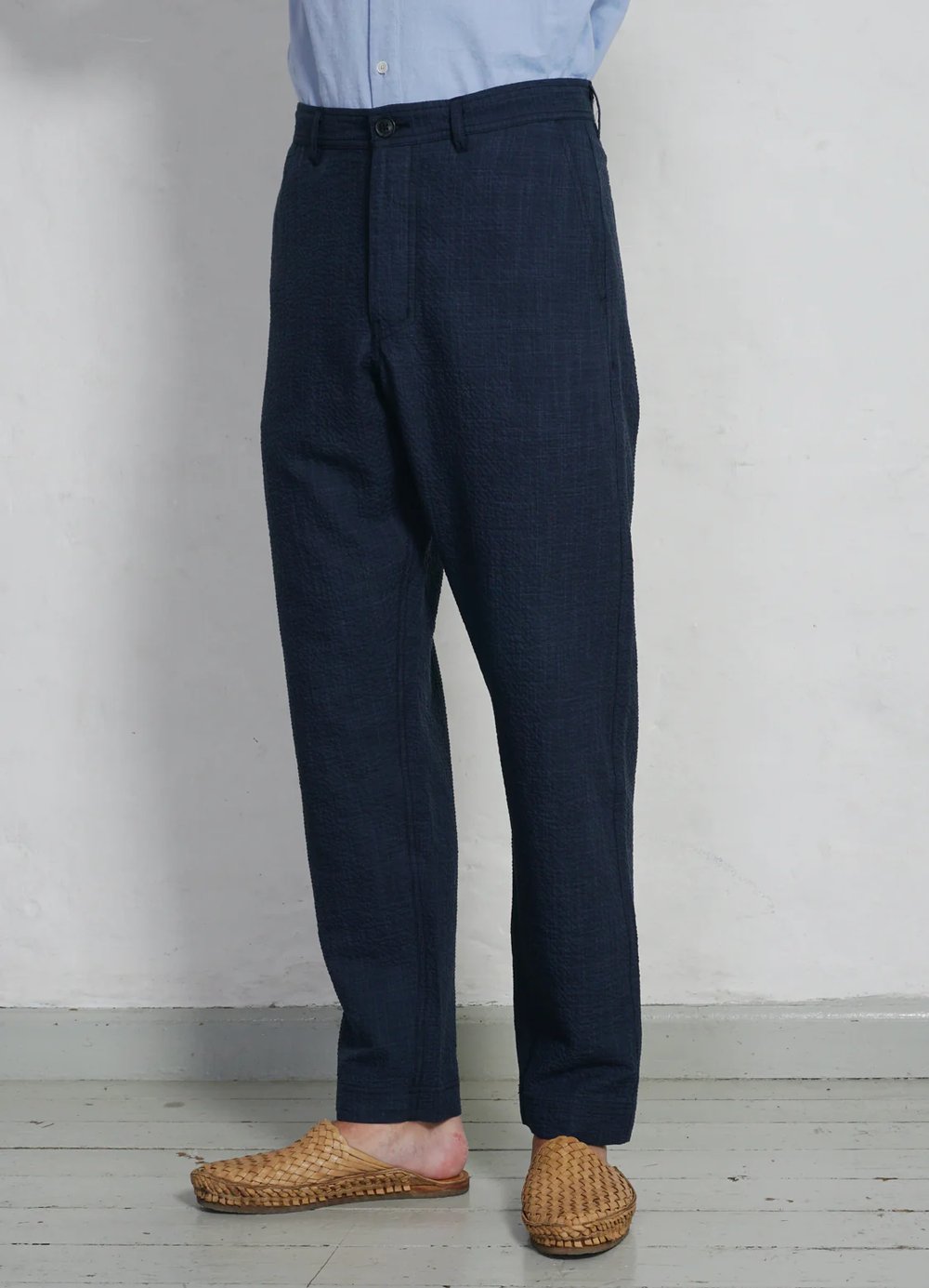 Hansen Garments KEN | Wide Cut Trousers | crinkle blue