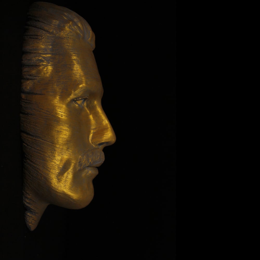 Freddie Mercury Golden Clay Mask Sculpture
