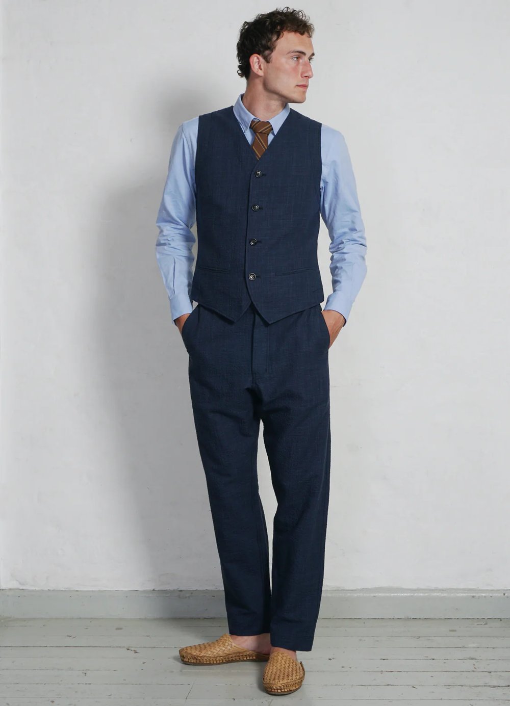 Hansen Garments DANIEL | Classic Waistcoat | crinkle blue
