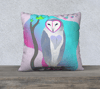Owl Illustration Pillow Cover (22"X22") - 'Owl in Repose'