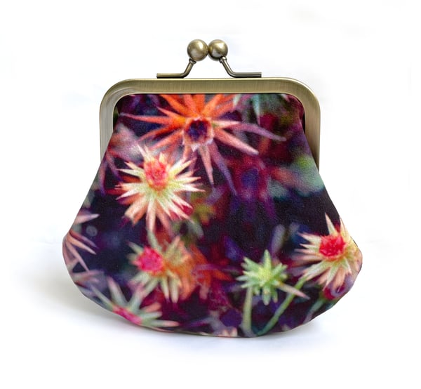 Image of Starry mosses, LARGE velvet kisslock purse