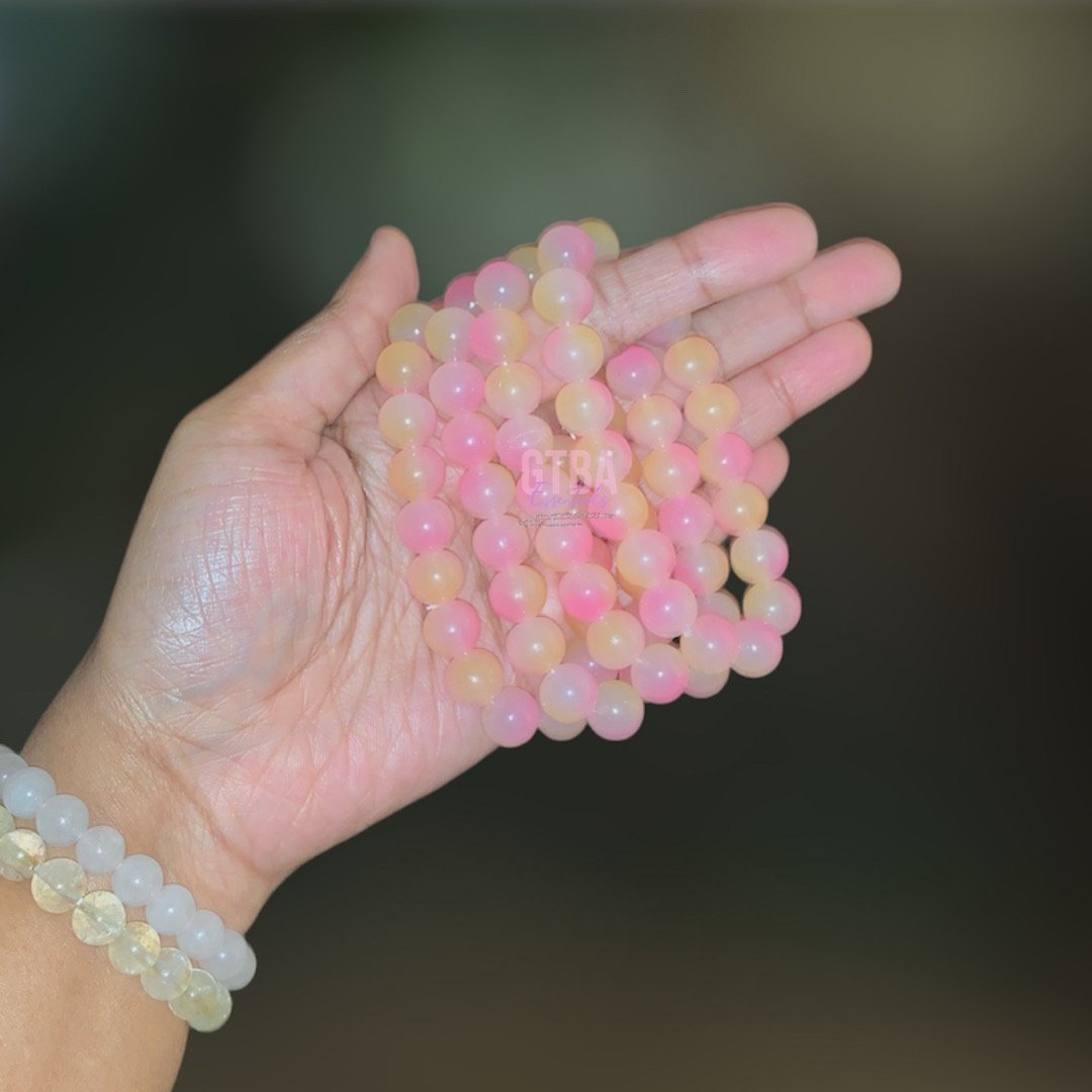 Pink Lemonade Patterned Handmade Bead Bracelet – Intention Beads