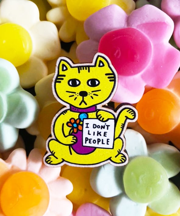 Image of Lucky Cat Eco Wooden Pin