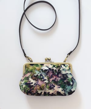 Image of Moss, velvet shoulder bag with leather shoulder strap