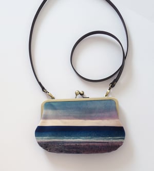 Image of Seascape, velvet shoulder bag with shoulder strap
