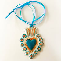 Image 2 of Porcelain Sacred Heart Necklace / Pendant / Wall Art