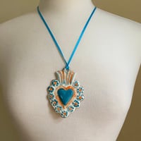 Image 3 of Porcelain Sacred Heart Necklace / Pendant / Wall Art