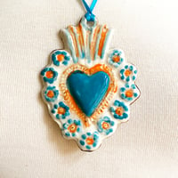 Image 1 of Porcelain Sacred Heart Necklace / Pendant / Wall Art