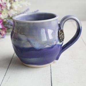 Image of Purple Pottery Mug with Dripping Artful Glaze, 13 Ounce Ceramic Mug, Made in USA