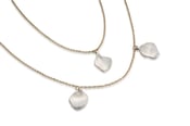 Image of petals double-chain necklace in silver and gold