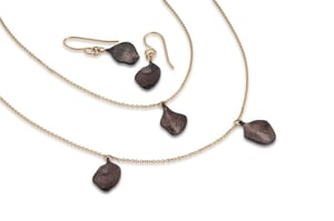 Image of petals double-chain necklace in shakudo and gold