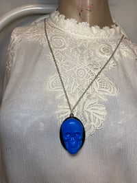 Image 2 of Blue Skull Protection Gris Gris Necklace by Ugly Shyla 