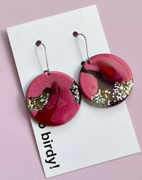 Image 1 of Milly Small Disc earring Pink & Violet