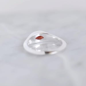 Image of Red Garnet marquise cut silver signet ring