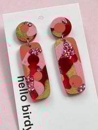 Image 2 of Sammy Dangle Earring Pinks & Gold. 
