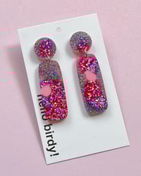 Image 1 of Sammy Dangle Earring Silver & Pink 