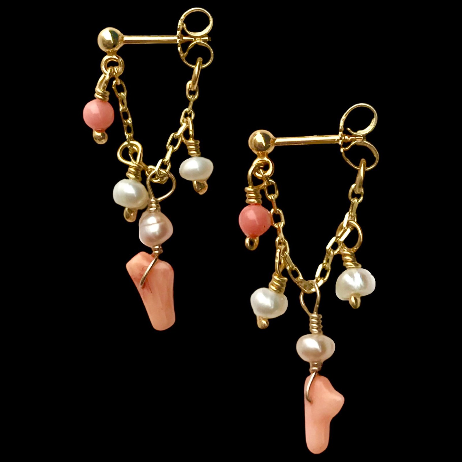 Coral and deals pearl earrings