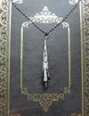 Roaring 20s Flapper Pendant Necklace on 18" Chain, Grey & Antique Silver
