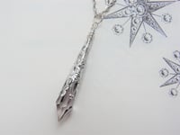 Image 4 of Roaring 20s Flapper Pendant Necklace on 18" Chain, Grey & Antique Silver