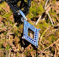 Image 2 of Sapphire and Diamond Shield Pendant