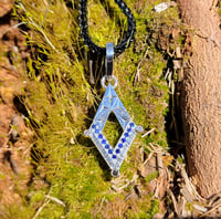 Image 3 of Sapphire and Diamond Shield Pendant