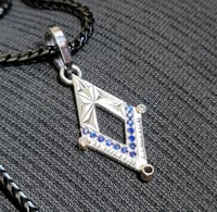 Image 4 of Sapphire and Diamond Shield Pendant
