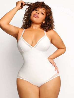 Sexy Deep V-Neck Mesh Sheer Bodysuit