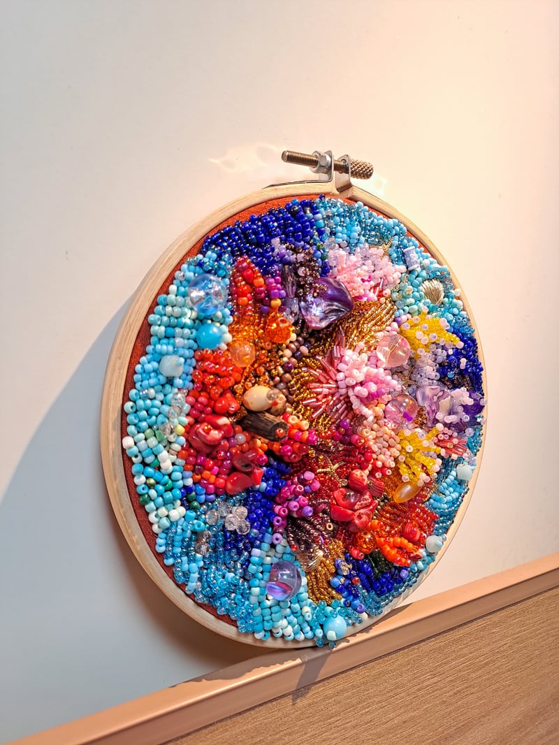 under the sea bead embroidery wall art