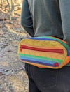 Rainbow and orange fanny pack, bum bag, rock climbing rope bag, cross body bag