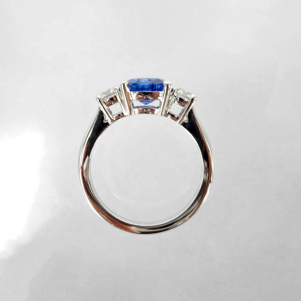 Image of 18ct white gold Sapphire and Diamond engagement ring. PJ6017