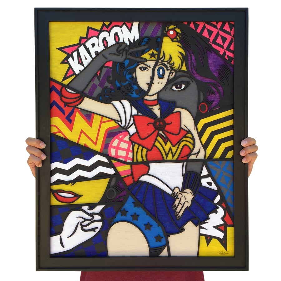 Image of  Wonder Moon/ Mixed Media on Wood Panel / 18" x 24"