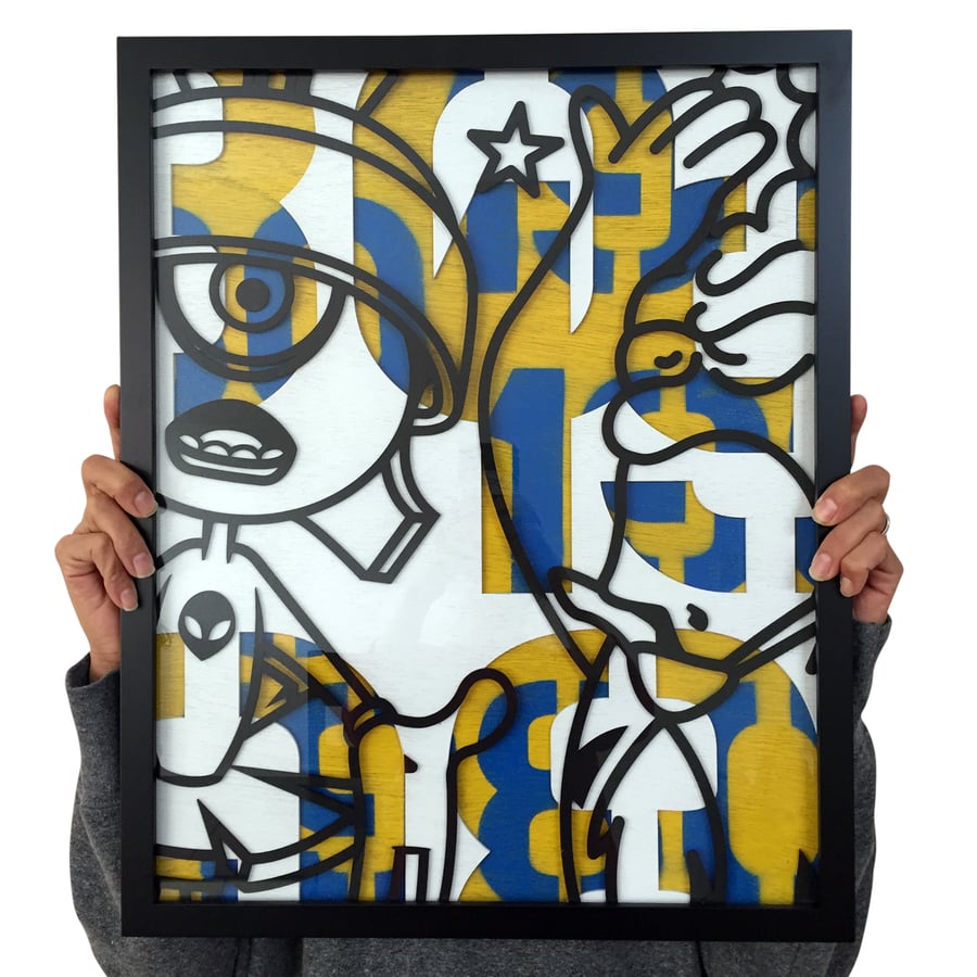 Image of MarvD'oh / Mixed Media on Wood Panel / 16" x 20"