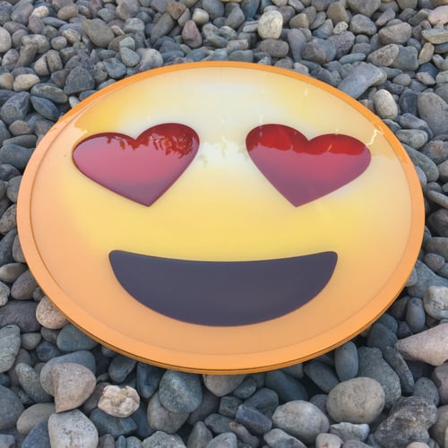 Image of Emoji Heart Eyes / Mixed Media on Wood Panel / 18" x 18"