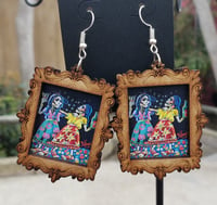 Image 1 of Wood frame print earrings 
