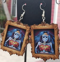 Image 3 of Wood frame print earrings 