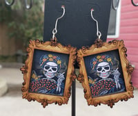 Image 2 of Wood Art print Frame earrings 