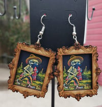Image 3 of Wood Art print Frame earrings 