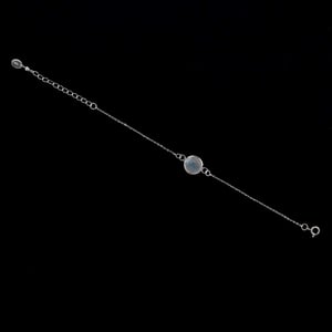 Image of Rainbow Moonstone round star cut silver chain bracelet
