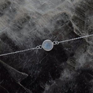 Image of Rainbow Moonstone round star cut silver chain bracelet