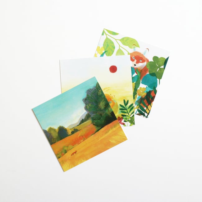 Lot de 3 cartes postales Renard