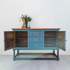Image of Vintage Oak Large Sideboard with a Coastal Vibe - Request a Custom Order