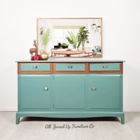 Image 1 of Large Stag Minstrel Vintage Mahogany Sideboard - Refurbished in a beautiful tranquil green