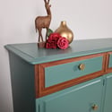 Large Stag Minstrel Vintage Mahogany Sideboard - Refurbished in a beautiful tranquil green