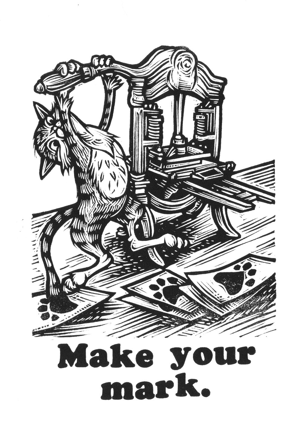 Make your mark - Cat printing on the A.B. Taylor Hat Tip Press Print